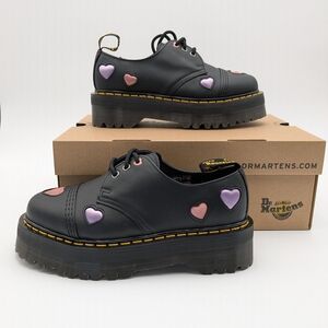Dr. Martens Women's Black Quad Heart Platform Shoes Size 7